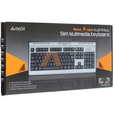 Клавиатура проводная A4Tech KLS-7MUU USB, мембранная, серебристый/черный kls-7muu usb